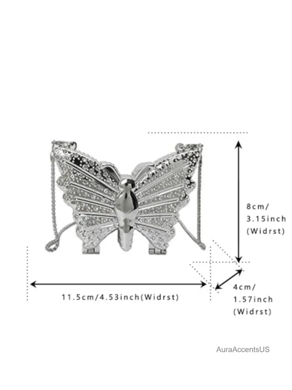 Mini Butterfly Evening Crossbody Bag Metal Purse Clutch for Women